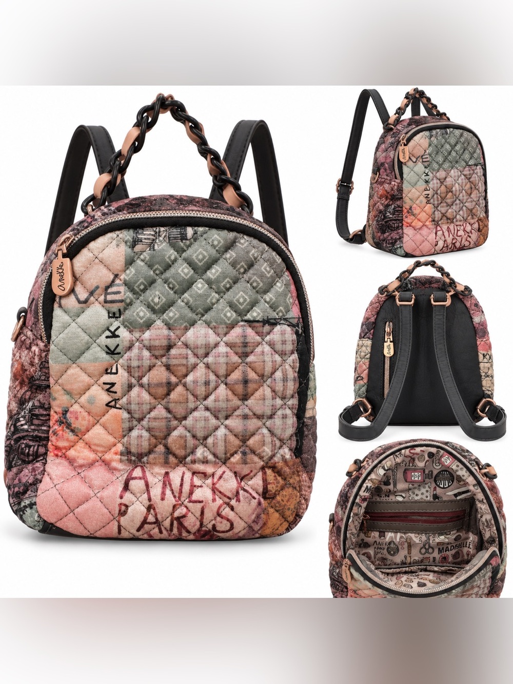 Anekke Paris Quilted Patchwork Mini Backpack 🎀